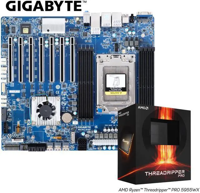 GIGABYTE MC62-G40 AMD Ryzen Threadripper PRO Workstation Board with AMD Threadropper Pro 5955WX Bundle Deal 16-core 32-Thread Processor Integrated by GIGABYTE