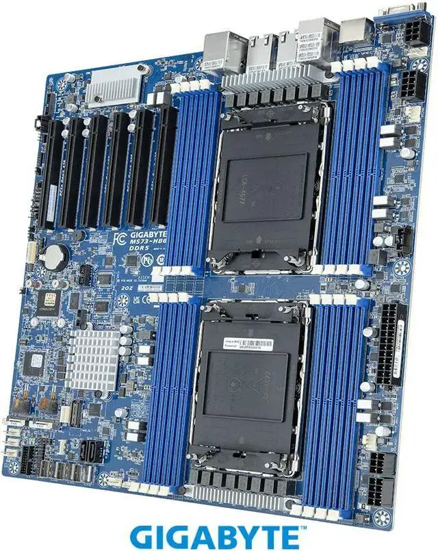 GIGABYTE MS73-HB0 Extended ATX Server Motherboard - 5th/4th Gen Intel® Xeon® Scalable - E-ATX DP 10Gb/s Broadcom Ethernet Controller Dual processor TDP up to 270W