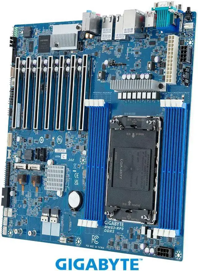 Gigabyte MW83-RP0 Intel® Xeon® W Workstation Board Single processor LGA 4677 Intel® W790 Chipset 8-Channel DDR5 RDIMM/3DS-RDIMM 8 x DIMMs ASPEED® AST2600 BMC