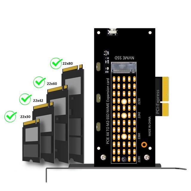 GLOTRENDS PA15 M.2 NVMe To PCIe 4.0 X4 Adapter For M.2 NVMe SSD Extra Large Aluminum Heatsink Regular And Low-Profile Bracket (Black)