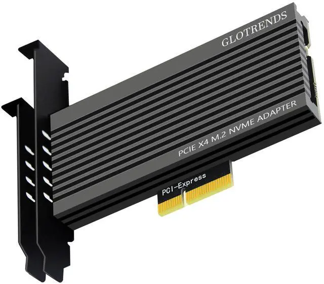 GLOTRENDS PA15 M.2 NVMe to PCIe 4.0 X4 Adapter for M.2 NVMe SSD Extra Large Aluminum Heatsink Regular and Low-Profile Bracket (Black)