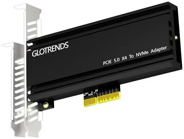 GLOTRENDS PA18 M.2 NVMe to PCIe 5.0 X4 Adapter for M.2 NVMe SSD Extra Large Aluminum Heatsink Regular and Low-Profile Bracket (Black)