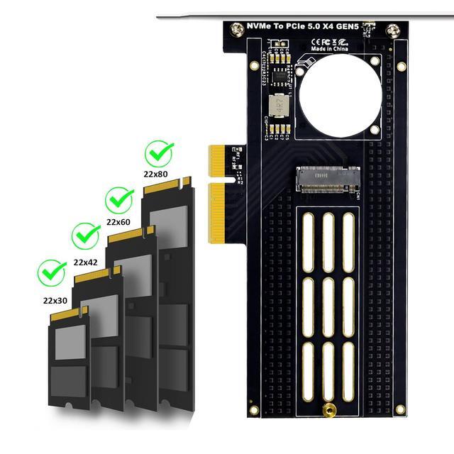 GLOTRENDS PA19 M.2 NVMe To PCIe 5.0 X4 Adapter For M.2 NVMe SSD Large Aluminum Heatsink Cover Regular And Low-Profile Bracket
