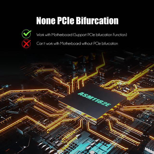 GLOTRENDS PA21 Dual M.2 NVMe To PCIe X8 4.0 Adapter Card Without PCIe Bifurcation Function Support 22110/2280/2260/2242/2230 Size
