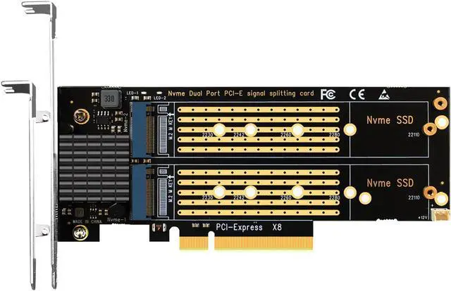 GLOTRENDS PA21 Dual M.2 NVMe to PCIe X8 4.0 Adapter Card without PCIe Bifurcation Function Support 22110/2280/2260/2242/2230 Size