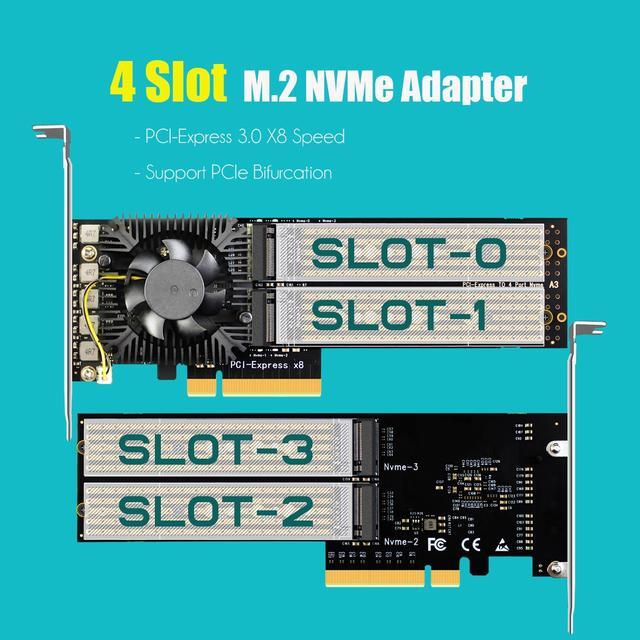 GLOTRENDS PA40 Quad M.2 NVMe To PCIe X8 3.0 Adapter With PCIe Bifurcation Function Support 22110/2280/2260/2242/2230 Size