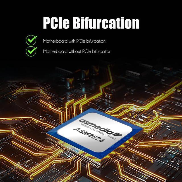GLOTRENDS PA40 Quad M.2 NVMe To PCIe X8 3.0 Adapter With PCIe Bifurcation Function Support 22110/2280/2260/2242/2230 Size