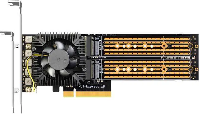 GLOTRENDS PA40 Quad M.2 NVMe to PCIe X8 3.0 Adapter with PCIe Bifurcation Function Support 22110/2280/2260/2242/2230 Size