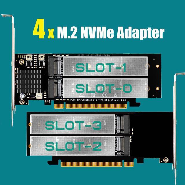 GLOTRENDS PA41 Quad M.2 NVMe to PCIe X16 4.0 Adapter Card without PCIe Bifurcation Function Support 22110/2280/2260/2242/2230 Size