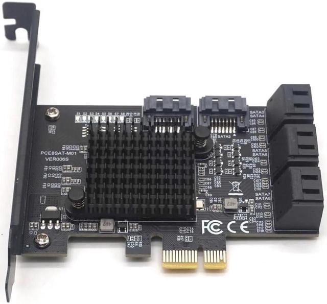 GOLDENDISK 8 Ports SATA 3.0 To PCIe Expansion Card PCI Express 8 SATA Adapter 8 Port SATA 3 Converter With Heat Sink 88SE9215 Chip For HDD