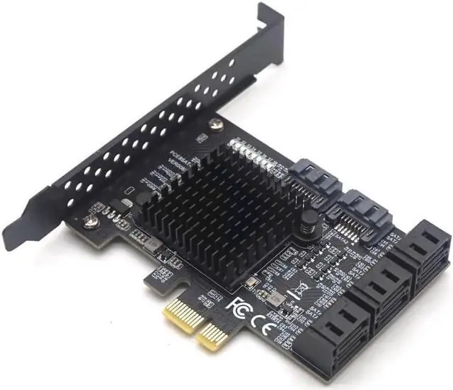 GOLDENDISK 8 Ports SATA 3.0 to PCIe Expansion Card PCI Express 8 SATA Adapter 8 Port SATA 3 Converter with Heat Sink 88SE9215 Chip for HDD