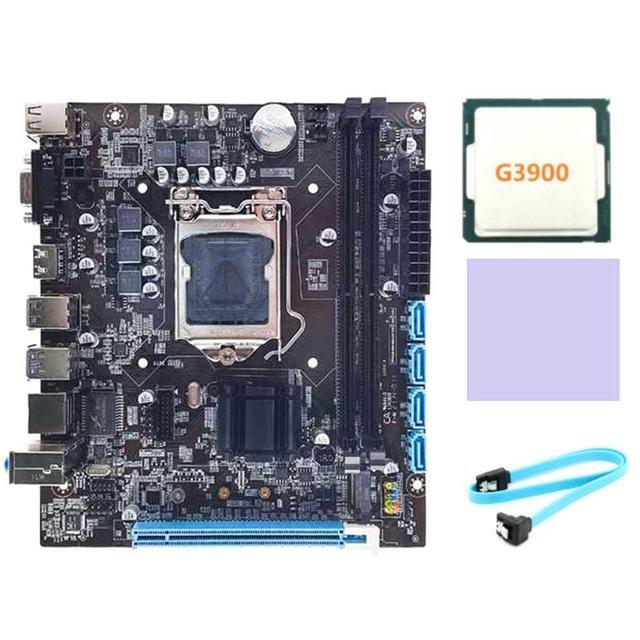 H110 Computer Motherboard Supports LGA1151 6/7 Generation CPU Dual-Channel DDR4 Memory+G3900 CPU+Thermal Pad+SATA Cable