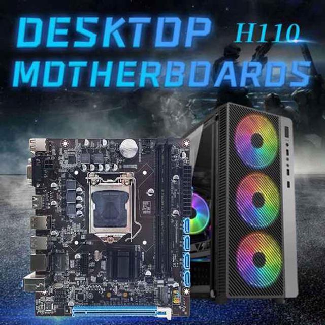 H110 Computer Motherboard Supports LGA1151 6/7 Generation CPU Dual-Channel DDR4 Memory+G3930 CPU+SATA Cable+Thermal Pad