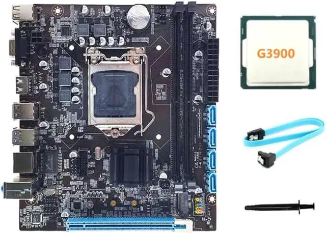 H110 Computer Motherboard Supports LGA1151 6/7 Generation CPU Dual-Channel DDR4 RAM+G3900 CPU+SATA Cable+Thermal Grease