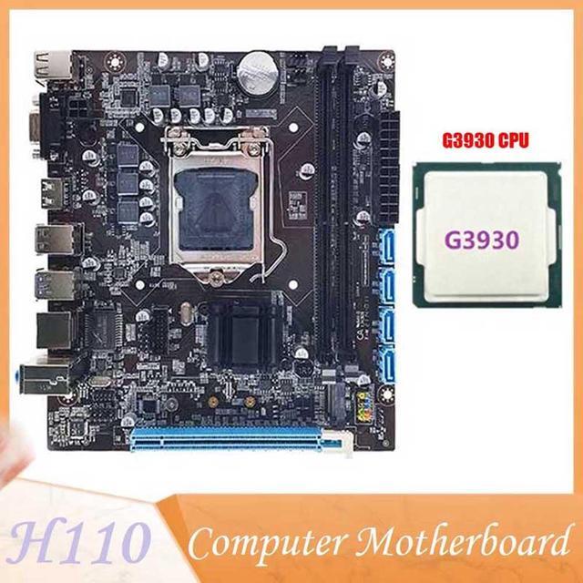 H110 Desktop Computer Motherboard Supports LGA1151 6/7 Generation CPU Dual-Channel DDR4 Memory+G3930 CPU