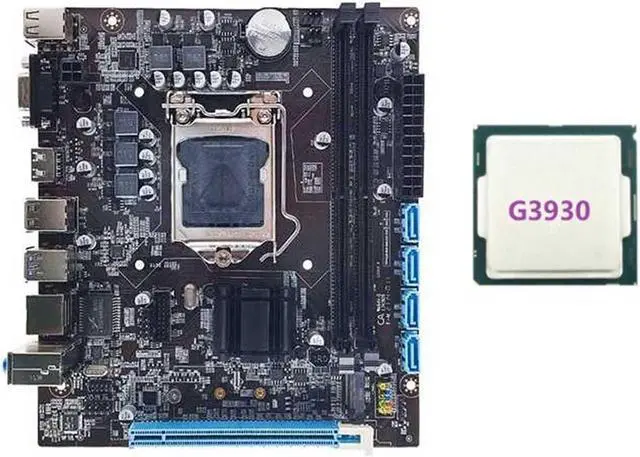H110 Desktop Computer Motherboard Supports LGA1151 6/7 Generation CPU Dual-Channel DDR4 Memory+G3930 CPU