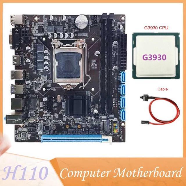 H110 Desktop Computer Motherboard Supports LGA1151 6/7 Generation CPU Dual-Channel DDR4 Memory+G3930 CPU+Switch Cable