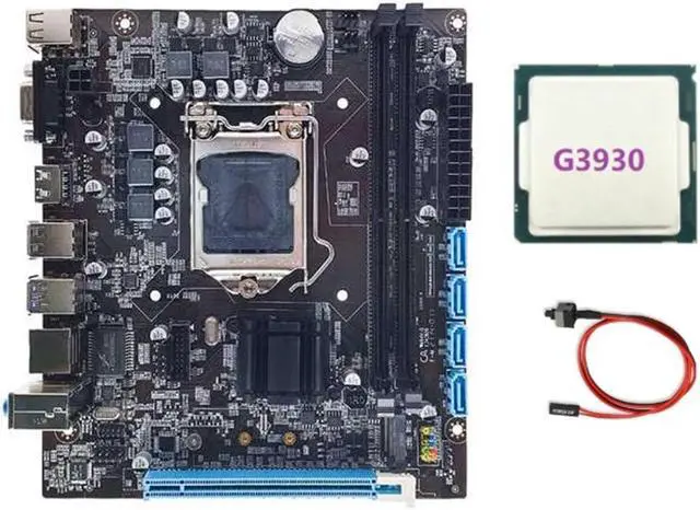 H110 Desktop Computer Motherboard Supports LGA1151 6/7 Generation CPU Dual-Channel DDR4 Memory+G3930 CPU+Switch Cable