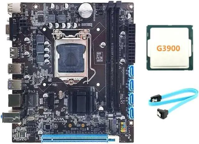 H110 Desktop Computer Motherboard Supports LGA1151 6/7 Generation CPU Dual-Channel DDR4 Memory+G3900 CPU+SATA Cable