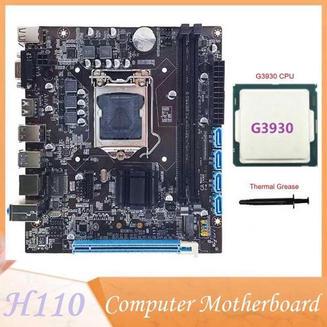H110 Desktop Computer Motherboard Supports LGA1151 6/7 Generation CPU Dual-Channel DDR4 Memory+G3930 CPU+Thermal Grease