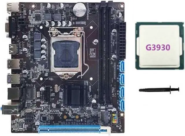 H110 Desktop Computer Motherboard Supports LGA1151 6/7 Generation CPU Dual-Channel DDR4 Memory+G3930 CPU+Thermal Grease
