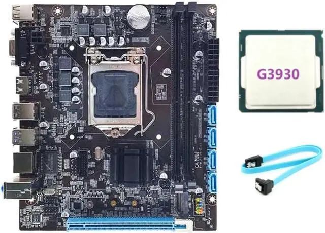 H110 Desktop Computer Motherboard Supports LGA1151 6/7 Generation CPU Dual-Channel DDR4 Memory+G3930 CPU+SATA Cable