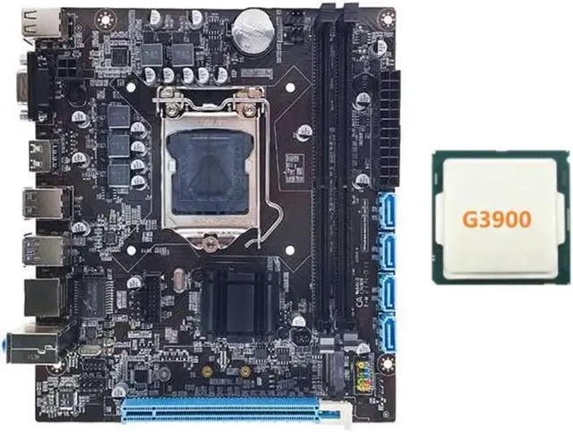 H110 Desktop Computer Motherboard Supports LGA1151 6/7 Generation CPU Dual-Channel DDR4 Memory+G3900 CPU