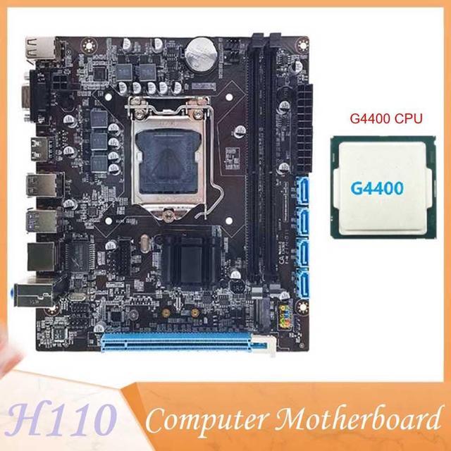 H110 Desktop Computer Motherboard Supports LGA1151 6/7 Generation CPU Dual-Channel DDR4 Memory+G4400 CPU
