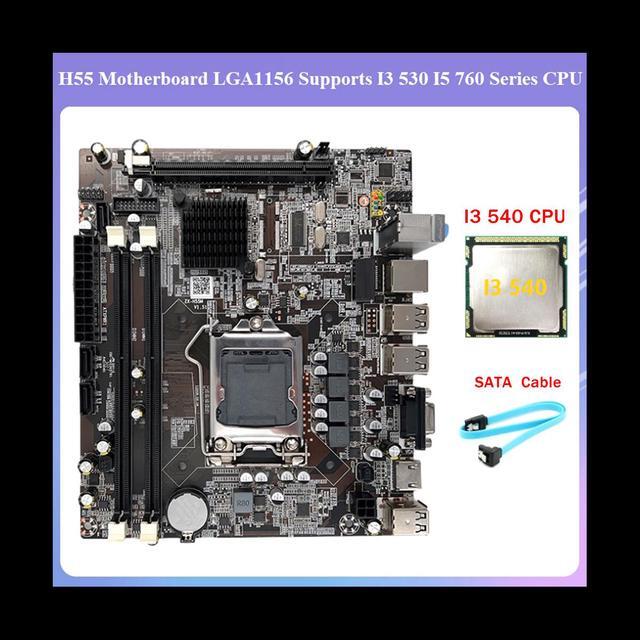 H55 Motherboard LGA1156 Supports I3 530 I5 760 Series CPU DDR3 Memory Computer Motherboard+I3 540 CPU+SATA Cable