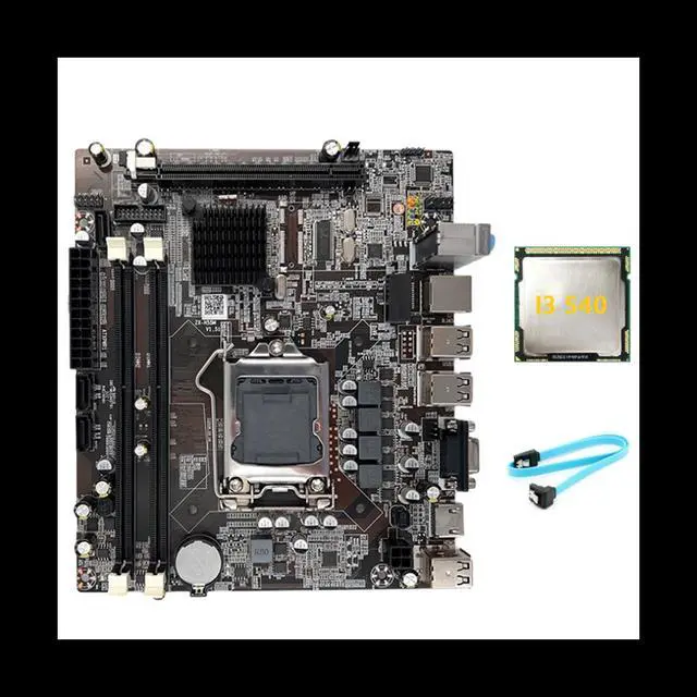 H55 Motherboard LGA1156 Supports I3 530 I5 760 Series CPU DDR3 Memory Computer Motherboard+I3 540 CPU+SATA Cable