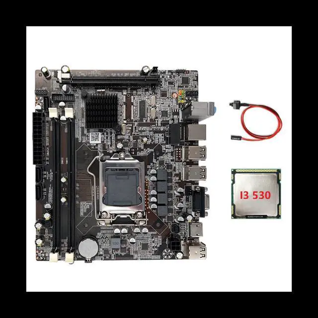 H55 Motherboard LGA1156 Supports I3 530 I5 760 Series CPU DDR3 Memory Computer Motherboard+I3 530 CPU+Switch Cable