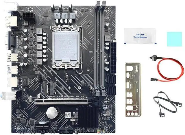 H610 Gaming Motherboard+Baffle+Thermal Pad+Thermal Grease LGA1700 DDR4 Gigabit LAN for G6900 G7400 I3 12100 I5 12Th CPU