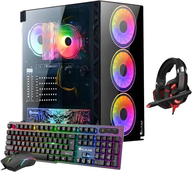 HAJAAN BREEZE PRO Gaming Tower PC - AMD Ryzen 7 5700G Processor 16GB DDR4 RAM 512GB SSD 4TB HDD Nvidia GeForce RTX 3060 12GB WIFI Gaming Headset Windows 11 Pro