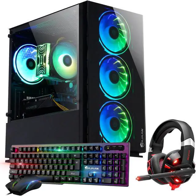HAJAAN Gaming Computer Desktop PC AMD Ryzen 7 5700G Processor 3.8GHz 16GB DDR4 RAM 512GB SSD GeForce RTX 3050 8GB GDDR6 Wi-Fi Ready VR Ready Windows 11 Pro