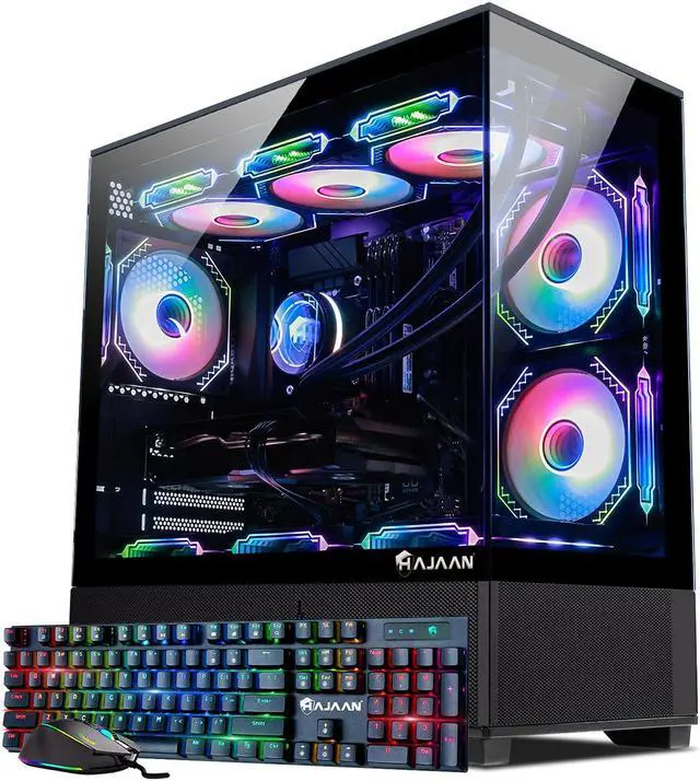 HAJAAN Gaming PC Desktop AMD Ryzen 7 7700X Processor up to 5.4GHz GeForce RTX 4070 12GB GDDR6 64GB DDR5 6000MHz 2TB NVMe SSD WiFi Ready & Windows 11 Pro 1 Year Warranty