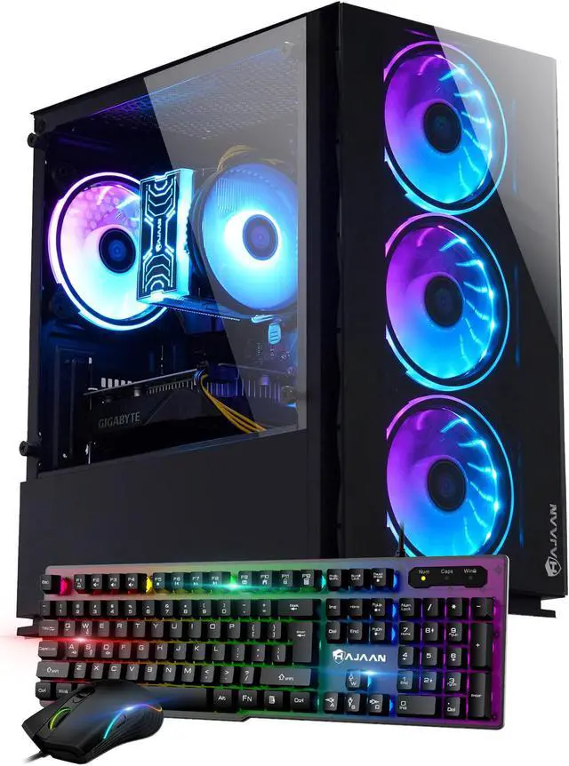 HAJAAN Gaming PC Desktop Tower - AMD Ryzen 5 5600X RTX 3060 12GB GDDR6 32GB DDR4 RAM 1TB NVMe M.2 SSD Windows 11 Pro WiFi