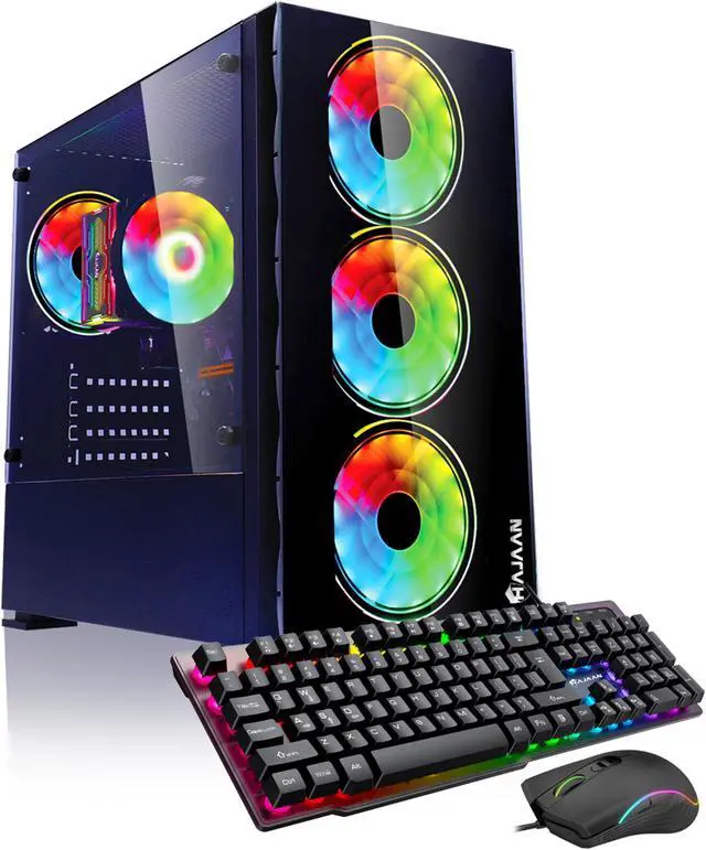 HAJAAN Gaming PC Desktop Tower - AMD Ryzen 7 5700X RTX 4060 8GB GDDR6 32GB DDR4 RAM 2TB NVMe M.2 SSD Windows 11 Pro WiFi - New