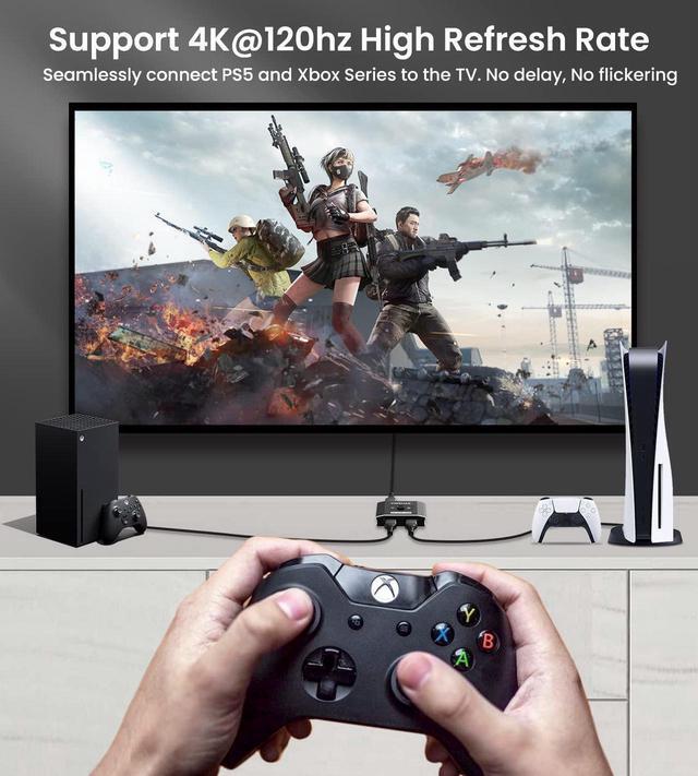 HDMI 2.1 Switch 8K HDMI Switcher 4K 120hz HDR Aluminum Bi-Directional Switch Splitter 2 In 1 Out Or 1 In 2 Out Support High Speed 48Gbps 8K 60Hz For PS5 Xbox Series X Apple TV Samsung TV