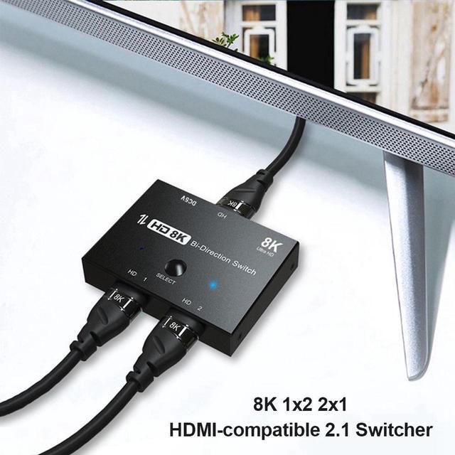 HDMI 2.1 Switcher Bi-Direction 2 In 1/ 1 In 2 8K 60Hz 4K 120Hz Ultra HD KVM Switcher Adapter For PS4/5 TV Box HDTV Xbox Projector