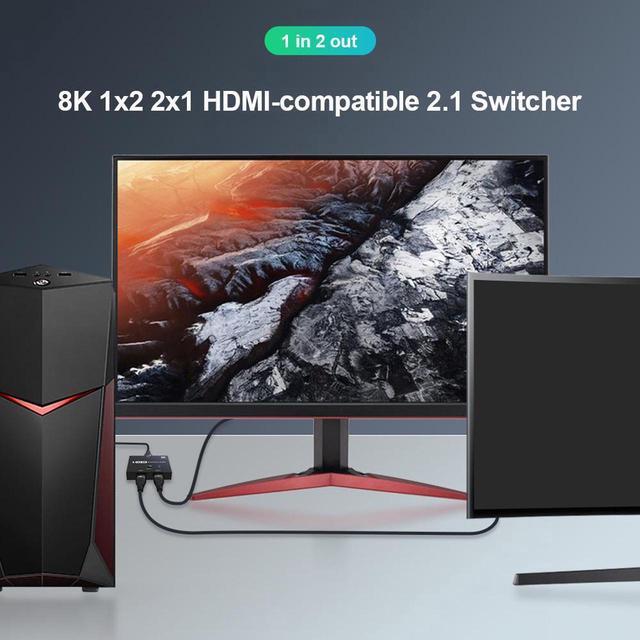 HDMI 2.1 Switcher Bi-Direction 2 In 1/ 1 In 2 8K 60Hz 4K 120Hz Ultra HD KVM Switcher Adapter For PS4/5 TV Box HDTV Xbox Projector
