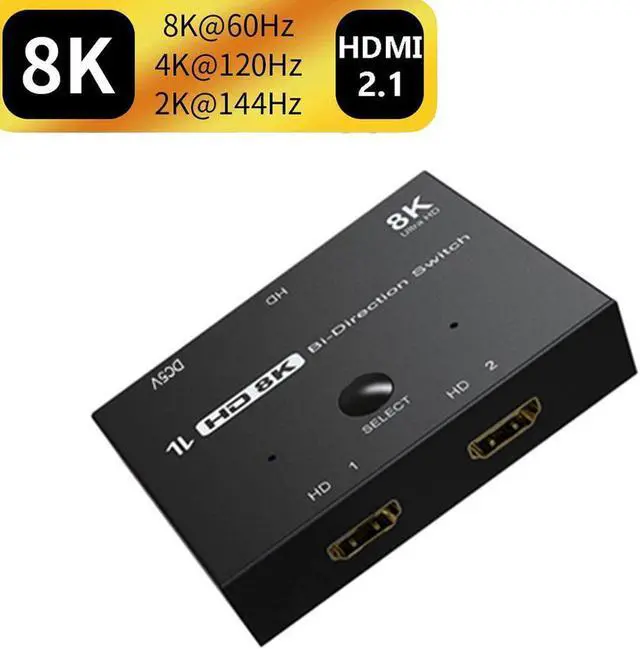 HDMI 2.1 Switcher Bi-Direction 2 in 1/ 1 in 2 8K 60Hz 4K 120Hz Ultra HD KVM Switcher Adapter for PS4/5 TV Box HDTV Xbox Projector