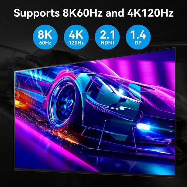 HDMI+2 Displayport KVM Switch 3 Monitors 2 Computers With 4 USB 3.0 Hub 8K 60Hz Ultra HD Resolution Triple Monitor 2DP+HDMI KVM Switch DP1.4 HDMI2.1Via Button Switch Plug And Play