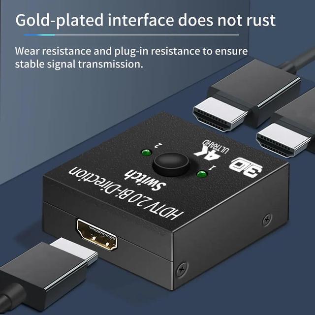 HDMI-Compatible Splitter 4K Switch KVM Bi-Direction 1x2/2x1 HDMI-compatible Switcher 2 In1 Out For PS4/3 TV Box Switcher Adapter