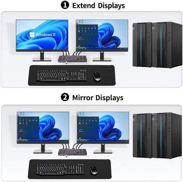 HDMI DP KVM Switch Dual Monitors 2 Computers 2 Port 8K 30HZ USB3.0 Monitor Switcher For 2 Laptops 2 Monitors With Manual Switching And Remote Control
