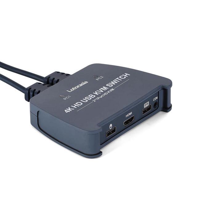 HDMI KVM Switch 1 Monitor 2 Computers 4K 60Hz KVM Switcher With 2 HDMI Cable And USB Ports For 2 Computers Share Keyboard Mouse Printer Include Desktop Controller