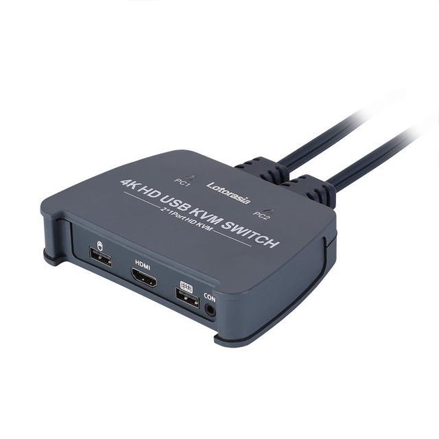 HDMI KVM Switch 1 Monitor 2 Computers 4K 60Hz KVM Switcher With 2 HDMI Cable And USB Ports For 2 Computers Share Keyboard Mouse Printer Include Desktop Controller