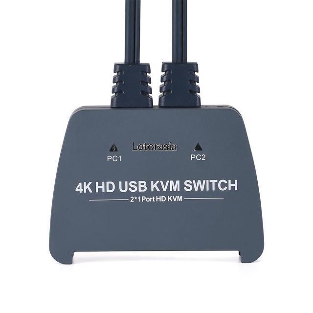 HDMI KVM Switch 1 Monitor 2 Computers 4K 60Hz KVM Switcher With 2 HDMI Cable And USB Ports For 2 Computers Share Keyboard Mouse Printer Include Desktop Controller