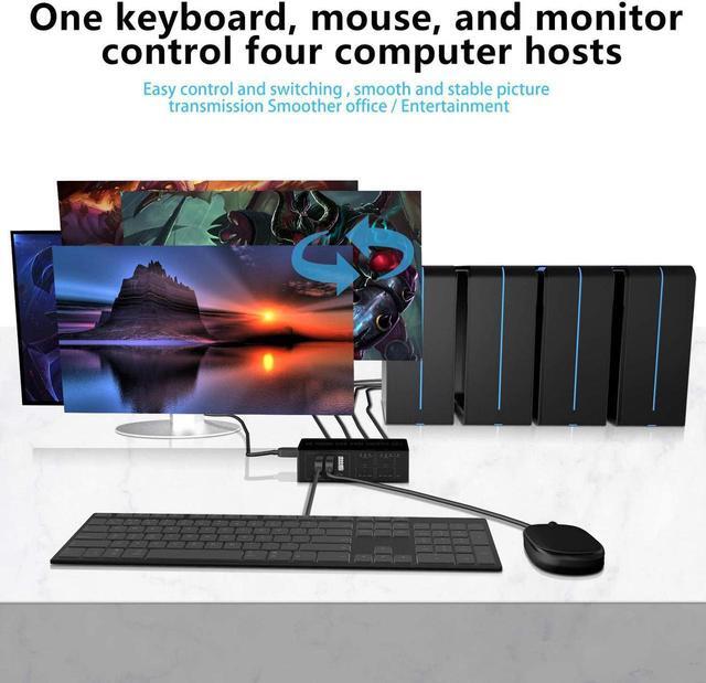 HDMI KVM Switch 4 Port HDMI Switcher 4K 60Hz 4 In 1 Out KVM USB Switch Box For 4 PC Sharing Keyboard Mouse Monitor Compatible With Laptop PC PS4 Xbox HDTV