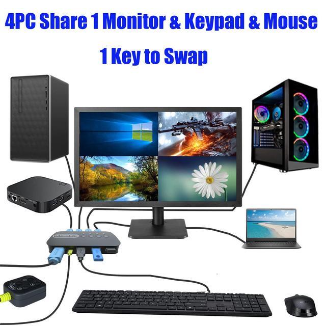 HDMI KVM Switch 4 Port - KVM Switch 4 Computers - USB KVM Switch For 4 Computers Share Keyboard Mouse Printer Flash Drive HD Monitor Support 4K 30Hz 4 HDMI KVM Cables 1 Desktop Controller Included