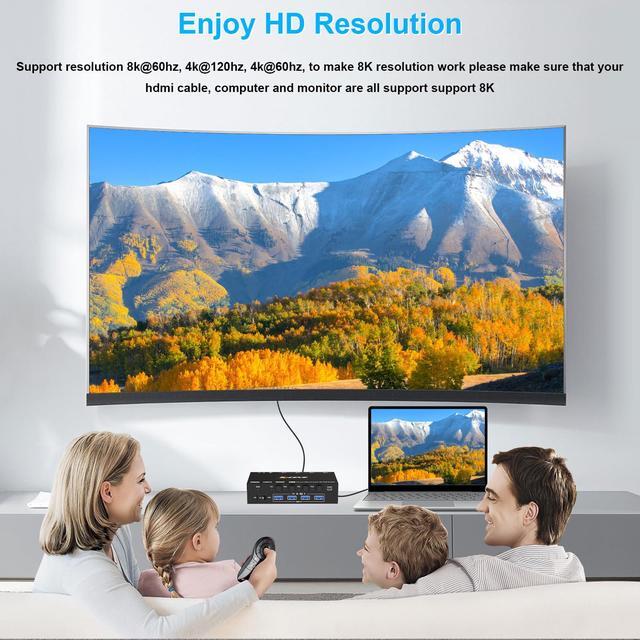 HDMI KVM Switch 4 Ports With Audio 4K 60Hz USB 3.0 4 PC KVM Switcher Box With EDID Emulator For 4 Computers Share Mouse Keyboard And Monitor